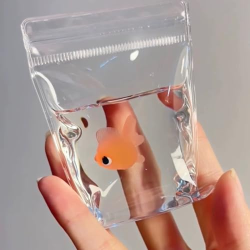 Transparente Goldfischtasche Taba Squishy-Spielzeug, handgefertigtes Squishy-Capybara/Katze/Hund/Hase/Maus aus Silikon, Quetschspielzeug zum Stressabbau bei Autismus und ADHS (Goldfish) von GRFFZX