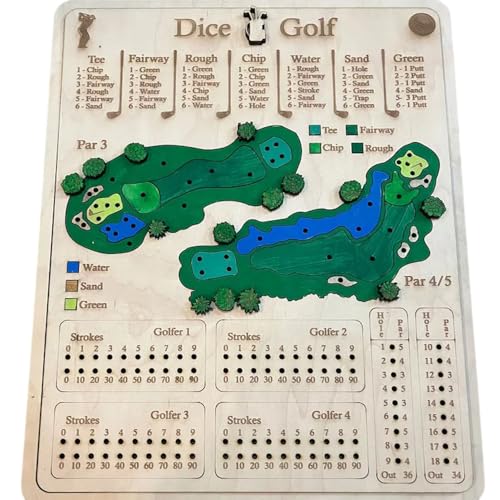 Würfelgolfspiel, Holz-Tisch-Golfwürfelbrettspiel, lustiges Würfelgolf-Tischspiel, tragbares, lustiges Golfspiel für Golfer, Freunde und Kinder, lustige Spiele von GRFFZX