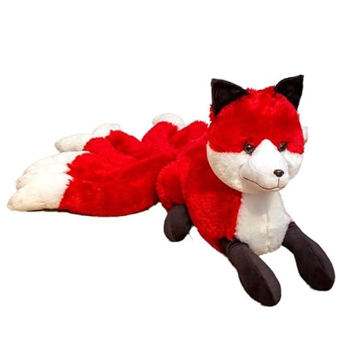 GRIER Super süße weiche weiße rote Neunschwänze Fuchs Plüschtier Kuscheltiere Neunschwänzige Kitsune Puppen Kreative Geschenke Für Mädchen 26cm x 56cm Rot von GRIER