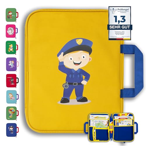 GRINSEZWERGE Tasche für TipToi Bücher Plus TipToi Stift und Zubehör – 10 Motive | passend auch für Kinder Tablet und Edurino Figuren | Tip TOI Starterset Buch Aufbewahrung Hülle - Polizist von GRINSEZWERGE