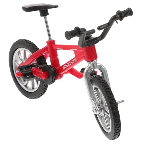 GRIRIW Kuchendekoration Mini-Bike-Modell Finger BMX Statue Spielzeug Modelle Fahrräder Fahrrad Tortenaufleger Fahrrad-Cupcake-Topper Junge Zylinder Puppe schmücken Kind Schmiedeeisen rot von GRIRIW