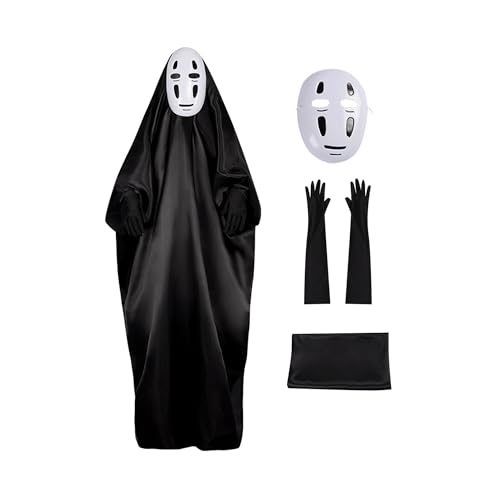 GROBTE Anime Cosplay Frauen Männer Schwarz Kapuzen Robe Kostüm mit Maske & Handschuhe für Cosplay Halloween Karneval Thema Party von GROBTE