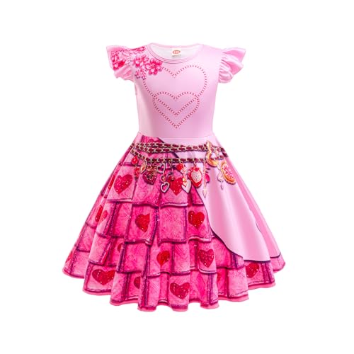 GROBTE Mädchen steigen rot Kostüm rosa Kleid mit Perücken für Kinder Film Halloween Geburtstag Parteien 5-12Y von GROBTE