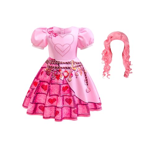 GROBTE Mädchen steigen rot Kostüm rosa Kleid mit Perücken für Kinder Film Halloween Geburtstag Parteien 5-12Y von GROBTE