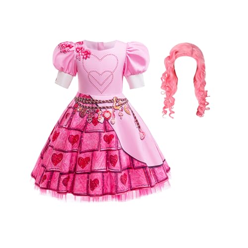 GROBTE Mädchen steigen rot Kostüm rosa Kleid mit Perücken für Kinder Film Halloween Geburtstag Parteien 5-12Y von GROBTE