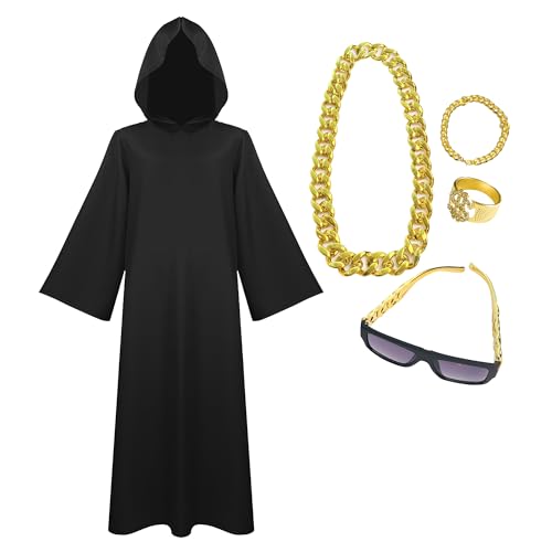 GROBTE Wizard Hooded Cloak Adult Cosplay Outfits Mit Zubehör Outfit Wizard Robes Halloween Kostüm Für Männer von GROBTE