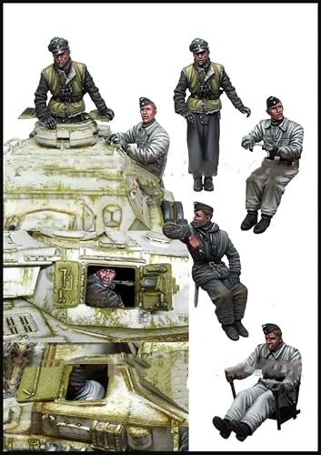 GROKEM 1/35 WWII Tank Soldier Resin Soldier Kit Unbemalte und unmontierte Figuren Resin Model Kit (4 Figuren, Keine Panzer) // i7E6v4 von GROKEM