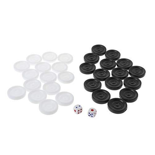 GROOMY Backgammon, 30 Stück Schwarz & Weiß Backgammon Schachplastik International Drafts Checkers-L von binoa