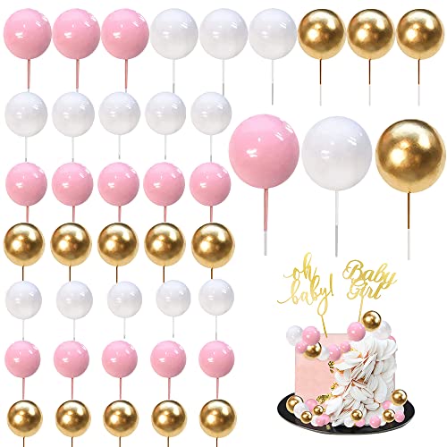 44 Stücke Tortendeko Kugeln Tortendeko Mädchen Baby party Deko,Oh Baby Kuchen Ballon girlande Topper Acryl Topper Kuchendeko boho dekofür Babyparty, Hochzeit, Taufe Reveal Partydeko von GROVBLE