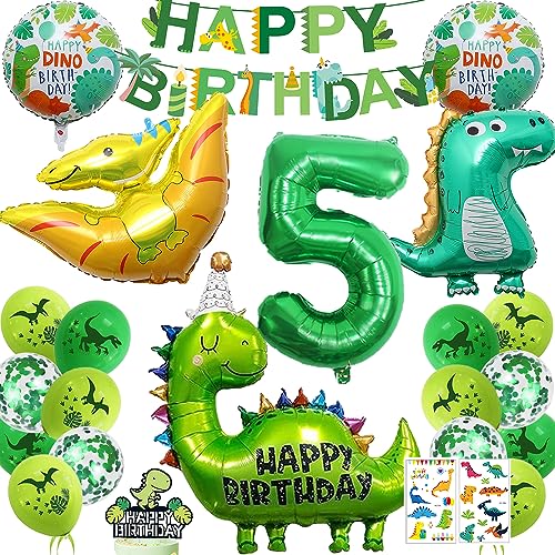 GROVBLE 24 Stück Dino Geburtstag Deko,dino geburtstag deko 5 jahre,Dinosaurier Aufkleber Kucheneinsatz Kindergeburtstag Junge Latexballons fürDinosaurier,Dschungel Partyzubehör,Babyparty (bb) von GROVBLE