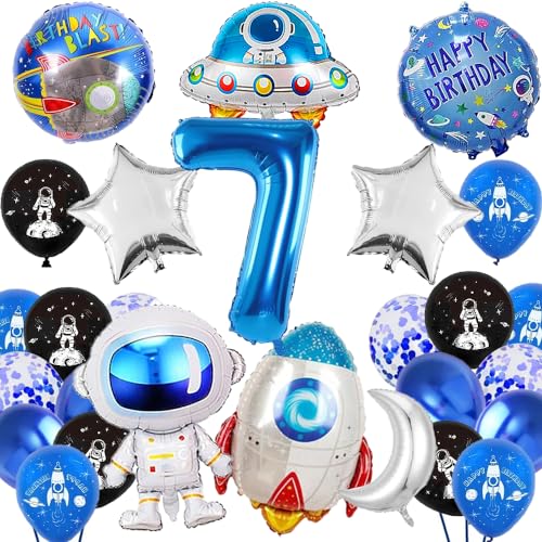 GROVBLE 26 Stück Weltraum Kindergeburtstag,Luftballon Weltraum für Junge 5. Geburtstag Dekoration,Astronauten Raketen Folienballon Luftballons Raumschiff für Geburtstag Junge Weltraum Themen von GROVBLE