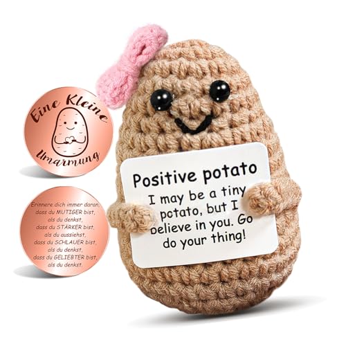 GROVBLE Pocket Hug Positive Potato,Creative Knitted Wool Potato Doll,Geschenke für Frauen,Freundin Gift,Frauen Geschenke,Positive Kartoffel,Mutmacher Geschenk,Birthday Gift,Abschiedsgeschenk Kollegen von GROVBLE