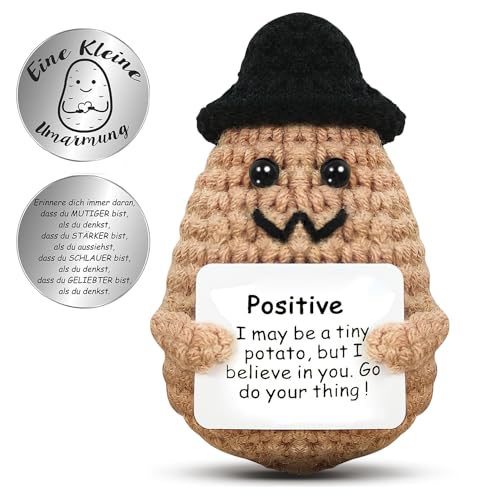 GROVBLE Pocket Hug Positive Potato,Creative Knitted Wool Potato Doll,Geschenke für Männer,Boyfriend Gift,Männer Geschenke, Mutmacher Geschenk,Birthday Gift,Abschiedsgeschenk Kollegen von GROVBLE