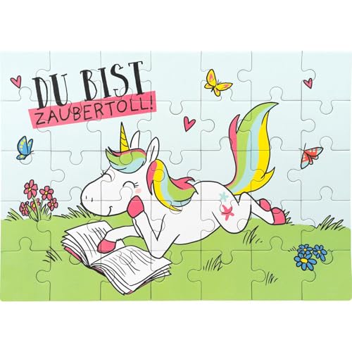 Gruss & CO Puzzle Motiv Einhorn | 35 Teile, 21 cm x 15 cm, lustiges Motiv | Geschenk, Schultüte, Kindergeburtstag | 48905 von GRUSS & CO