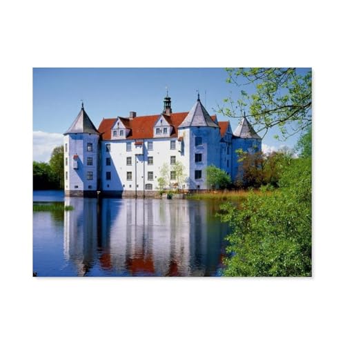 1000 Puzzles Für Erwachsene，Schloß Glücksburg an der Flensburger Förde，Freizeit Unterhaltung Kinder Spielzeug Zuhause Dekoration Art Geschenk（75x50cm）-G26 von GSBRSNTS