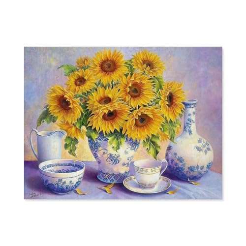 1000 Puzzles Für Erwachsene，Sonnenblumen，Freizeit Unterhaltung Kinder Spielzeug Zuhause Dekoration Art Geschenk（38x26cm）-E7 von GSBRSNTS