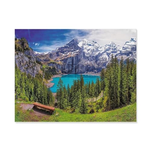 1000 Stück，Oeschinensee, Alpen, Schweiz，Puzzle Für Erwachsene Lernspielzeug Für Kinder Kreative Spiele Unterhaltung Holz Puzzles Home Decor（75x50cm）-E8 von GSBRSNTS