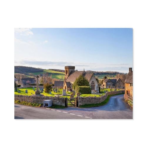 1000 Stück，Snowshill Village,Cotswold Church，Puzzle Für Erwachsene Lernspielzeug Für Kinder Kreative Spiele Unterhaltung Holz Puzzles Home Decor（75x50cm）-B89 von GSBRSNTS