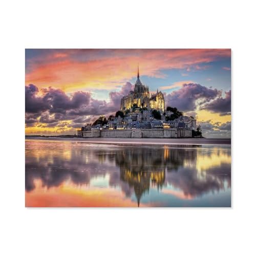 1000 Stück Puzzle，Le Magnifique Mont Saint-Michel，Erwachsene Holz Puzzles, Kinder Entdecken Sie Kreativität Wandkunst Dekor Spielzeug（75x50cm）-C46 von GSBRSNTS