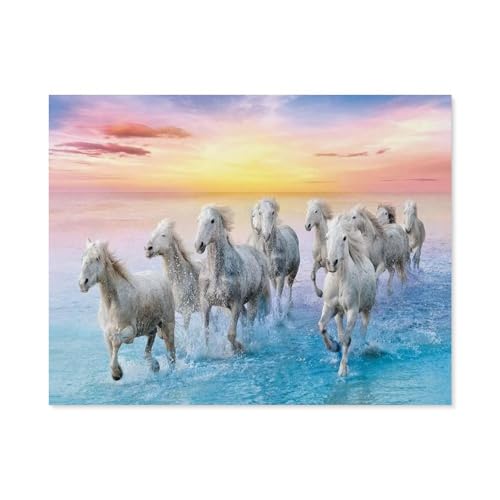 1000 Stück Puzzle，Weiße Pferde im Galopp，Erwachsene Kinder Papier Spielzeug Lernspiel（38x26cm）-D79 von GSBRSNTS