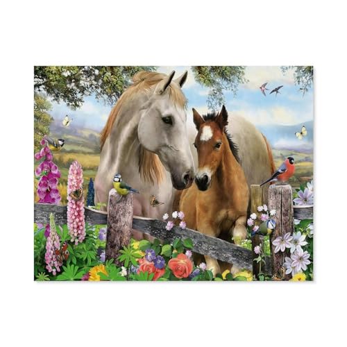 1000 Stück Puzzle Für Erwachsene Puzzle Papier Puzzle，Stute und Fohlen，Puzzles DIY Pädagogisches Puzzlespiel Kinder Familienspiele（50x70cm）-E67 von GSBRSNTS