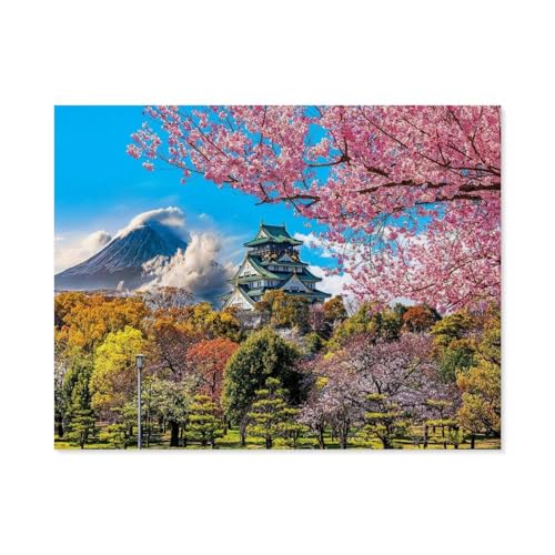 1000-Stück Puzzle Für Erwachsene Und Kinder-Holz Puzzle，Fuji Cherry Blossom Japan，Familie Interaktive Spiele Große Ferien Freizeit（75x50cm）-B76 von GSBRSNTS