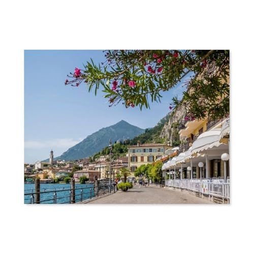 1000-Stück Puzzle Für Erwachsene Und Kinder-Holz Puzzle，GARDASEE Limone sul Garda Uferpromenade，Familie Interaktive Spiele Große Ferien Freizeit（75x50cm）-G14 von GSBRSNTS