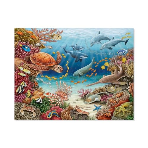 1000 Teile Puzzle Für Erwachsene Und Kinder，Meerestiere am Korallenriff，Stressabbau Herausforderung Bodenpuzzle DIY Home Wanddekoration（38x26cm）-A40 von GSBRSNTS