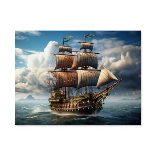 1000 Teile Puzzle Für Erwachsene Und Kinder，Segelschiff auf dem Meer，Stressabbau Herausforderung Bodenpuzzle DIY Home Wanddekoration（38x26cm）-F51 von GSBRSNTS