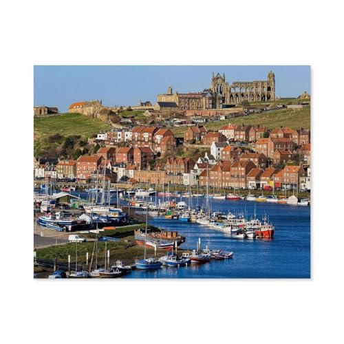 1000 Teile Puzzle Für Erwachsene Und Kinder，Whitby Abbey Ruins，Stressabbau Herausforderung Bodenpuzzle DIY Home Wanddekoration（38x26cm）-B86 von GSBRSNTS