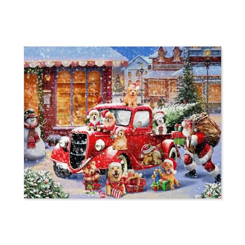 1000 Teile Puzzle Holz，Happy Christmas，Kreative Schwierige Puzzles Pädagogisches Stressfreisetzung Spielzeug Für Erwachsene Kinder，Haus Dekoration Geschenk（75x50cm）-B80 von GSBRSNTS