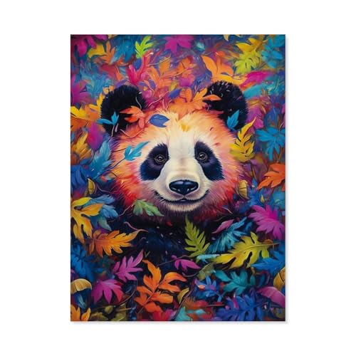 1000 Teile Puzzle Holz，Pandabär im Regenbogenwald，Kreative Schwierige Puzzles Pädagogisches Stressfreisetzung Spielzeug Für Erwachsene Kinder，Haus Dekoration Geschenk（75x50cm）-E72 von GSBRSNTS