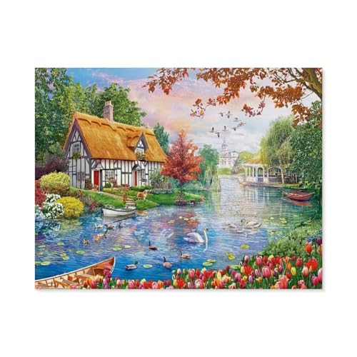 1000 Teile Puzzle Holz，Ruhiger Hafen，Kreative Schwierige Puzzles Pädagogisches Stressfreisetzung Spielzeug Für Erwachsene Kinder，Haus Dekoration Geschenk（75x50cm）-D26 von GSBRSNTS