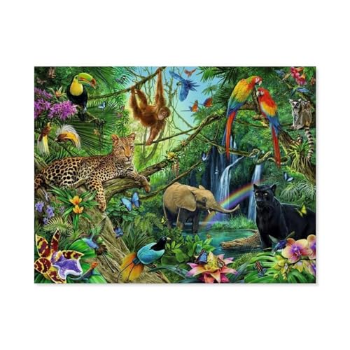 1000Pcs，Tiere im Dschungel，Erwachsenen Dekompression Spiel Puzzle Studenten Spielzeug Für Kinder Weihnachten Geburtstagsgeschenke（38x26cm）-A18 von GSBRSNTS