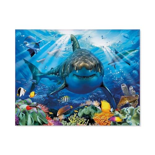 1000Pcs，Weißer Hai，Jigsaw Adult Decompression Game Puzzle Studenten Spielzeug Für Kinder Weihnachten Geburtstagsgeschenke（38x26cm）-B61 von GSBRSNTS