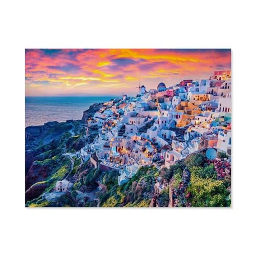 3D Puzzle DIY Kit Papier Spielzeug Einzigartiges Geschenk，Santorini Island,Greek Resort Oia， 3D Puzzle DIY Kit Papier Spielzeug Einzigartiges Geschenk（38x26cm）-B84 von GSBRSNTS