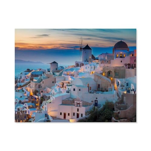 Abend in Santorini, Griechenland，Puzzle 1000 Teile für Erwachsene, Klassische Puzzle Teenager Jungen Mädchen Puzzle Puzzles Spiele Pädagogisches Geschenk Home Decor（38x26cm）-A56 von GSBRSNTS