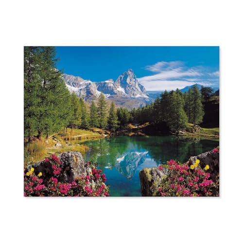 Bergsee mit Matterhorn，Holz Puzzle 1000 Stück Adult Toys Dekompressionsspiel（75x50cm）-B36 von GSBRSNTS