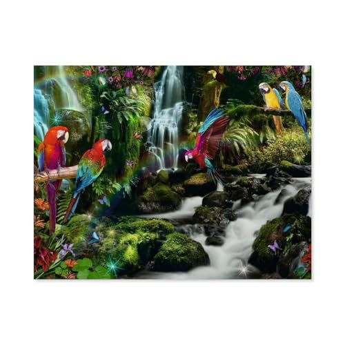 Bunte Papageien im Dschungel，Puzzles 1000 Teile für Erwachsene, Klassische Puzzle Jungen Mädchen Puzzle für Kinder Teenager Lernspiel Spielzeug（38x26cm）-B31 von GSBRSNTS