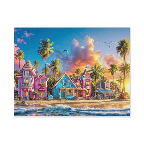 Bunter Hafen，Puzzles 1000 Teile für Erwachsene, Klassische Puzzle Jungen Mädchen Puzzle für Kinder Teenager Lernspiel Spielzeug（38x26cm）-E23 von GSBRSNTS