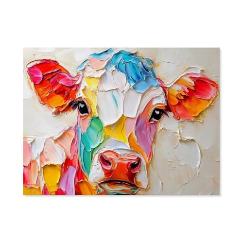 Buntes Kalb，Puzzle 1000 Teile Holz Puzzle Erwachsene Kinder Lernspielzeug Familie Dekompressionsspiel（75x50cm）-F73 von GSBRSNTS