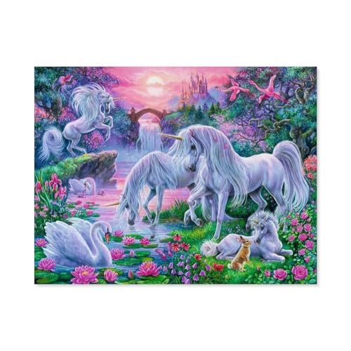 Einhörner im Abendrot，Puzzles 1000 Stück Puzzles Für Erwachsene Kinder Klassisches Familienpuzzle Indoor DIY Spielzeug Geburtstagsgeschenk（38x26cm）-A70 von GSBRSNTS