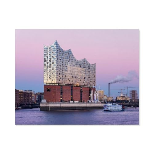 Elbphilharmonie, Hamburg，Puzzle 1000 Teile Holz Puzzle Geeignet Für Erwachsene Kinder Familien Stressabbau Puzzlespiele（75x50cm）-B38 von GSBRSNTS