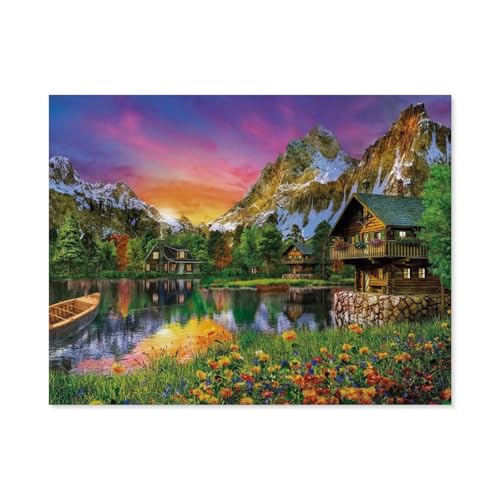 Erwachsene Kinder Puzzles 1000 Teile Puzzle，Alpine Lake，einfaches Puzzle Spiel Rolle Puzzle Bildung Spielzeug Spiel Familie Dekoration（38x26cm）-C22 von GSBRSNTS