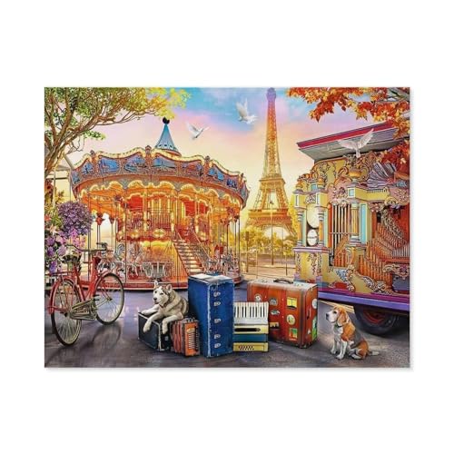 Erwachsene Kinder Puzzles 1000 Teile Puzzle，Hunde, Frankreich,Paris，einfaches Puzzle Spiel Rolle Puzzle Bildung Spielzeug Spiel Familie Dekoration（38x26cm）-D68 von GSBRSNTS