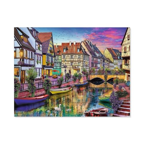 Erwachsene Puzzle 1000 Stück DIY Holz pielzeug，Colmar, Frankreich，Creative Einzigartiges Geschenk Persönlichkeit Spiel Erwachsener Kind Puzzle Spielzeug（75x50cm）-D16 von GSBRSNTS