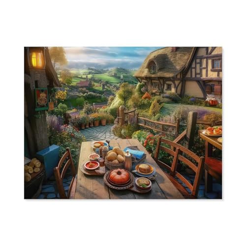 Erwachsene Puzzle 1000 Stück DIY Holz pielzeug，Frühstück mit Aussicht，Creative Einzigartiges Geschenk Persönlichkeit Spiel Erwachsener Kind Puzzle Spielzeug（75x50cm）-E62 von GSBRSNTS