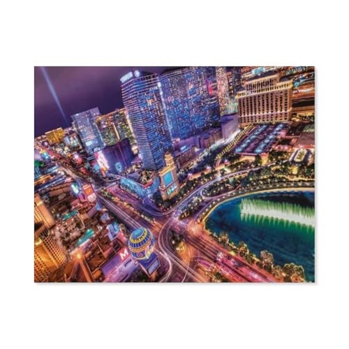 Erwachsene Puzzle 1000 Stück DIY Holz pielzeug，Las Vegas，Creative Einzigartiges Geschenk Persönlichkeit Spiel Erwachsener Kind Puzzle Spielzeug（75x50cm）-C43 von GSBRSNTS