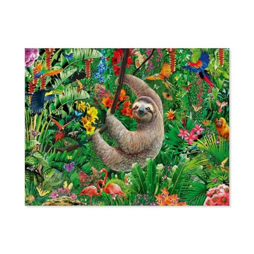 Gemütliches Faultier，1000 Stück Erwachsene Holz Landschaft Puzzles Für Kinder Lernspielzeug Geschenke（75x50cm）-A71 von GSBRSNTS