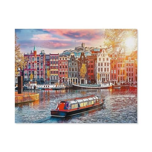 Holz Jigsaw Puzzle 1000 Stück，Amsterdam,Niederlande，Erwachsene Kinder Spielzeug Dekompressionsspiel（75x50cm）-D76 von GSBRSNTS